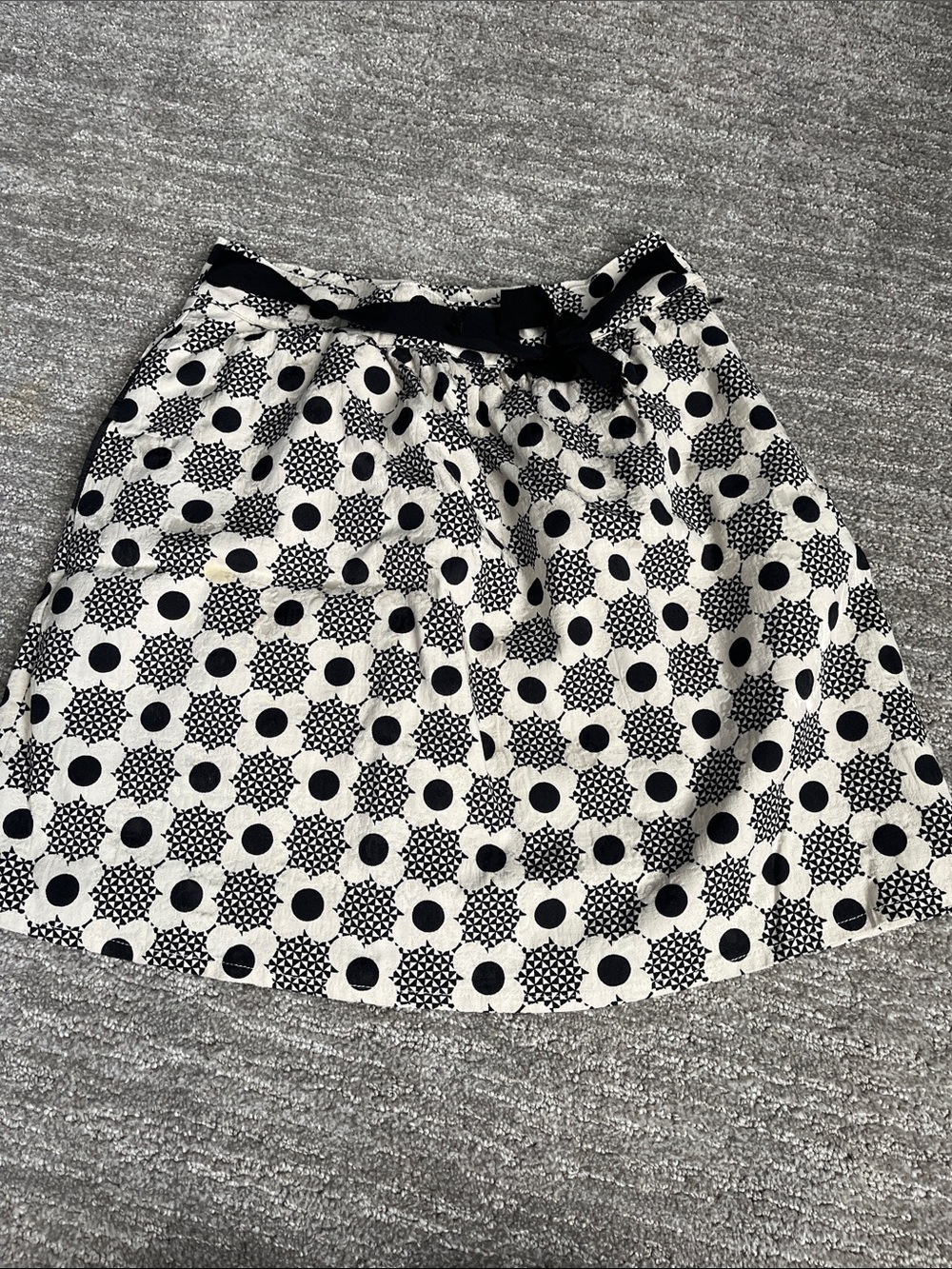 Black and White Polka Dot A-Line Skirt